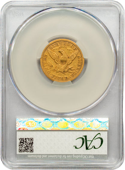 1872-S Liberty Head Half Eagle $5 VF30 CACG Holder With CAC Sticker