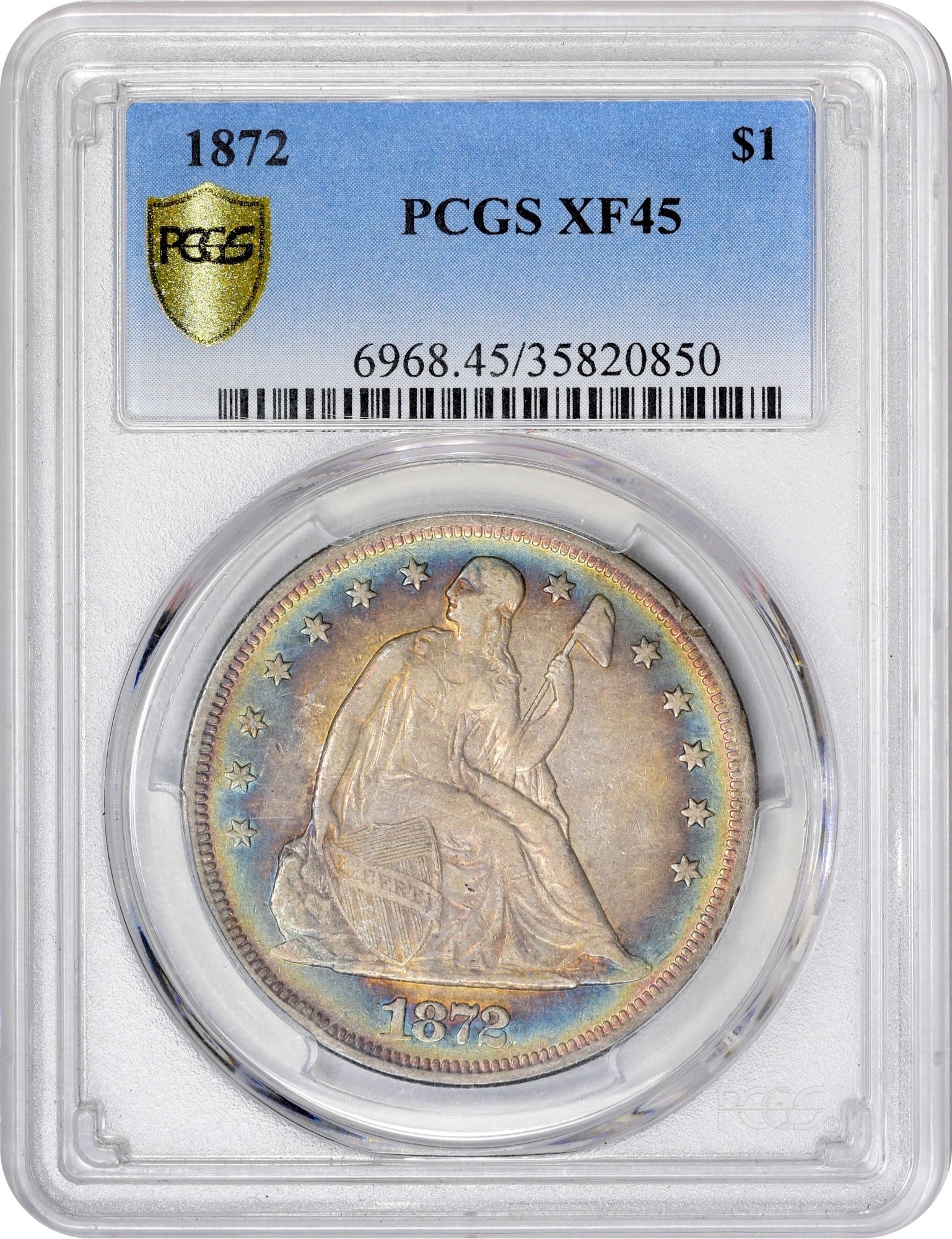 1872 $1 XF45 PCGS