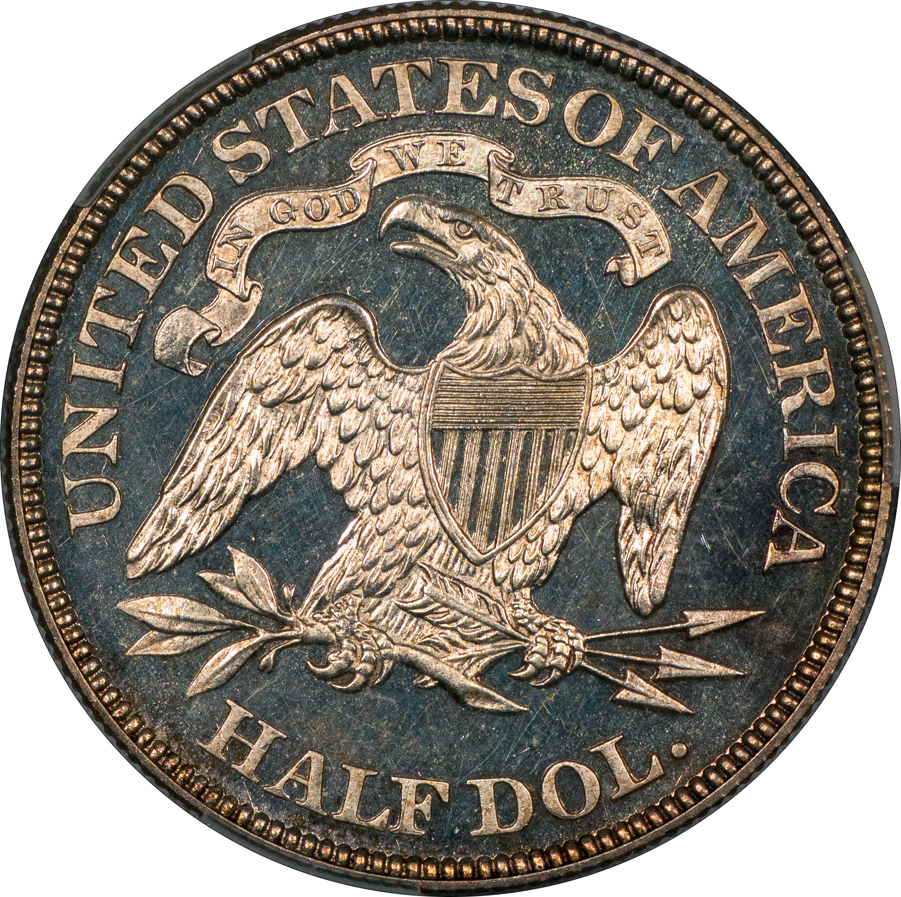 1872 Proof Liberty Seated Half Dollar 50C PR63 CAM CACG reverse