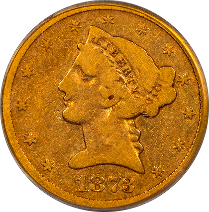 1873-CC Liberty Head Half Eagle $5 VG10 PCGS CAC