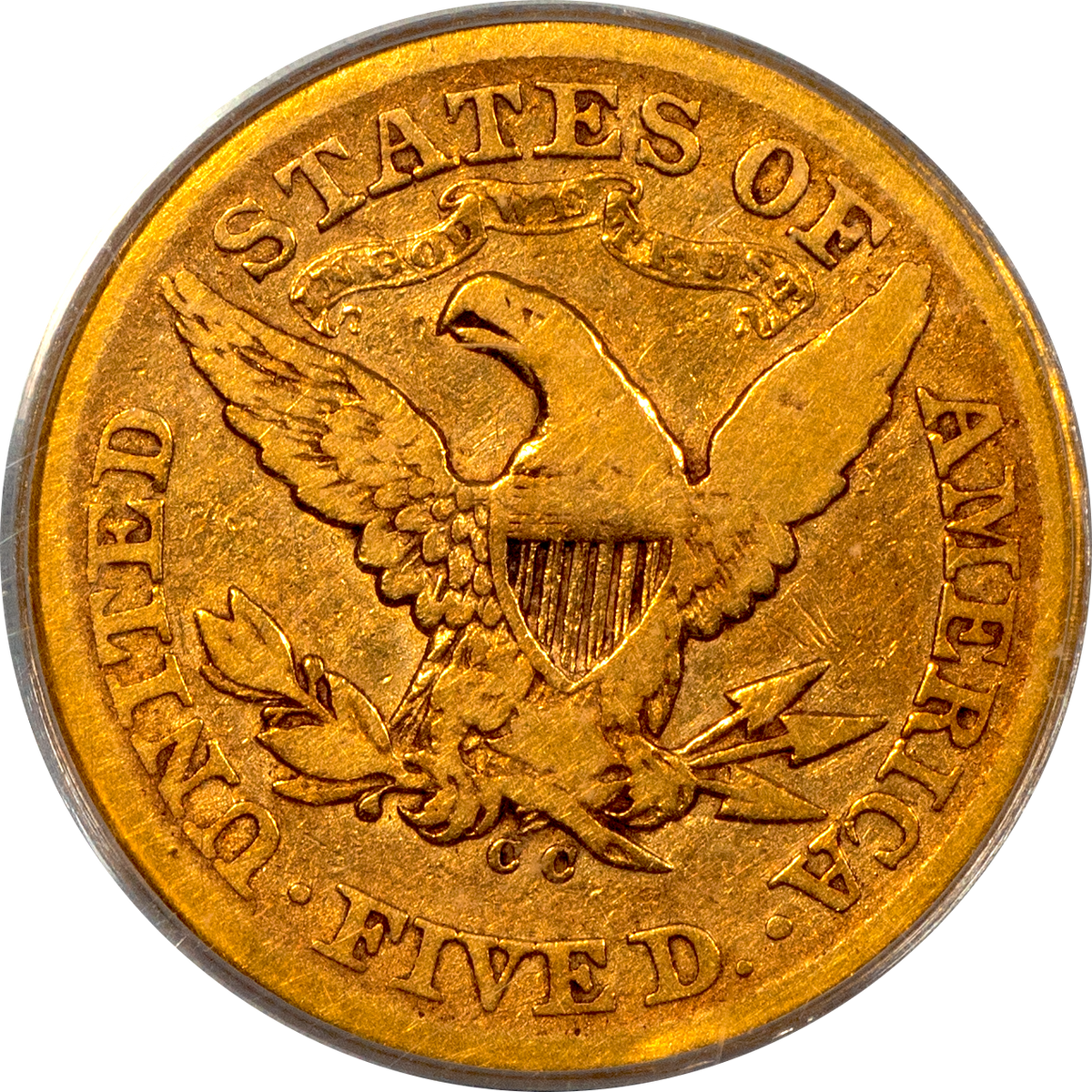 1873-CC Liberty Head Half Eagle $5 VG10 PCGS CAC Reverse
