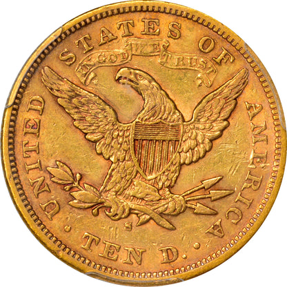 1873-S $10 AU53 PCGS CAC EX SIMPSON/HALL REVERSE
