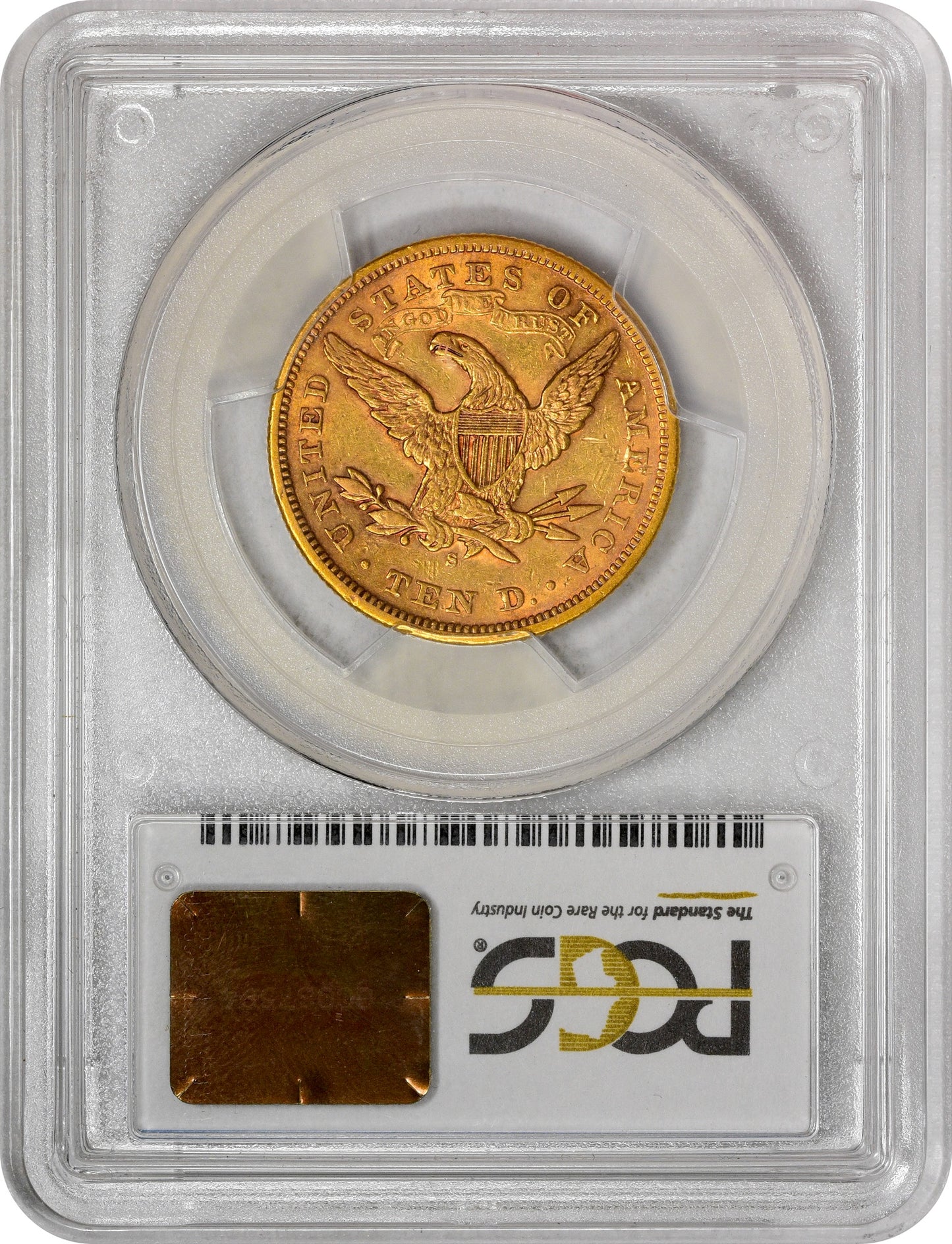 1873-S $10 AU53 PCGS CAC EX SIMPSON/HALL REVERSE HOLDER