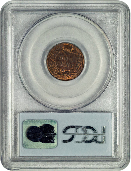 1873 1C DOUBLED LIBERTY MS64 RB PCGS CAC EEPS REVERSE HOLDER