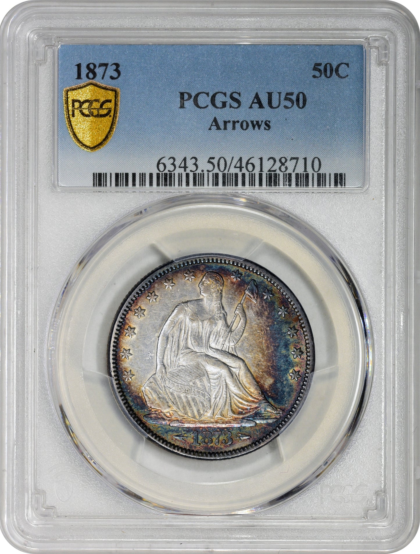 1873 50C ARROWS AU50 PCGS HOLDER