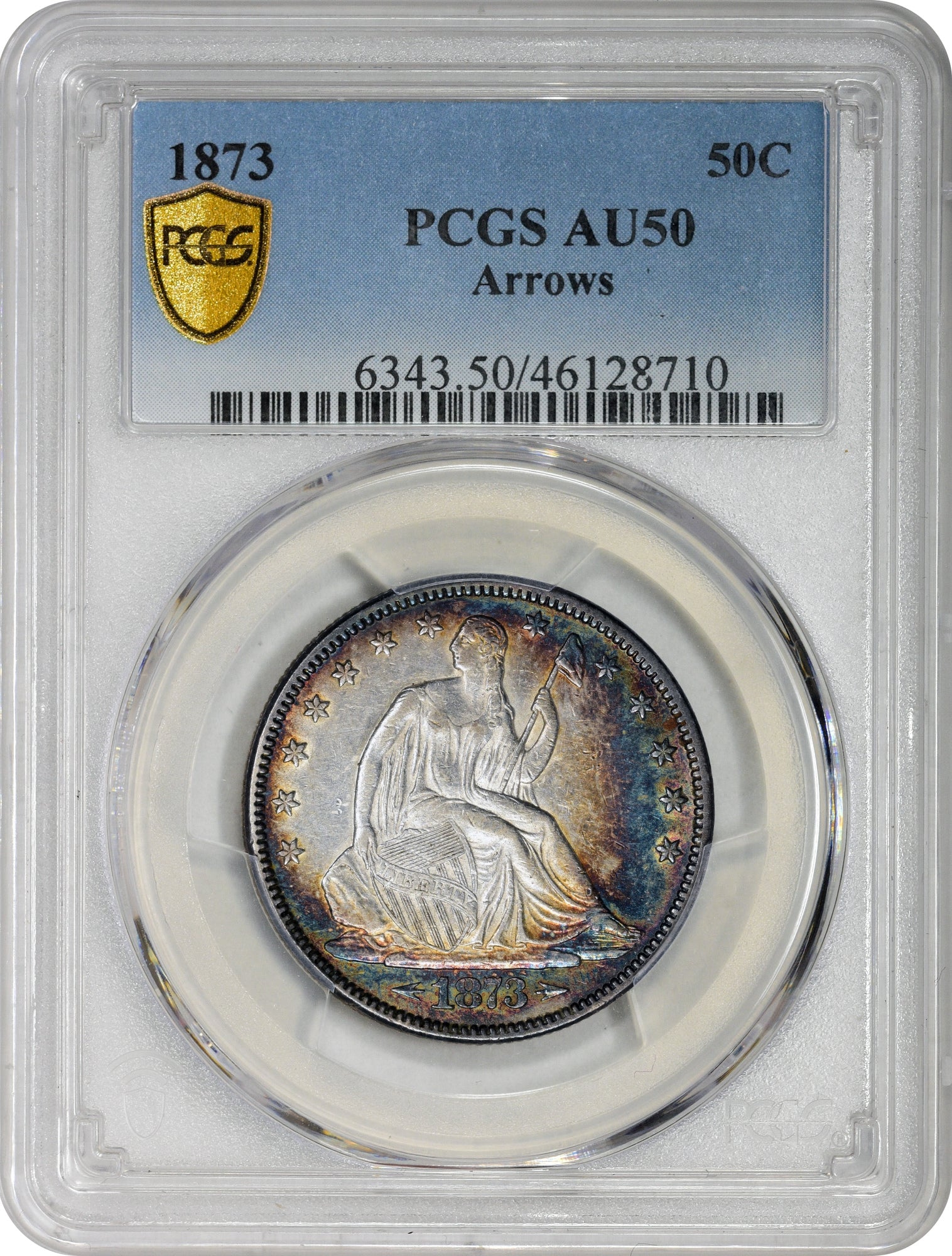 1873 50C ARROWS AU50 PCGS HOLDER