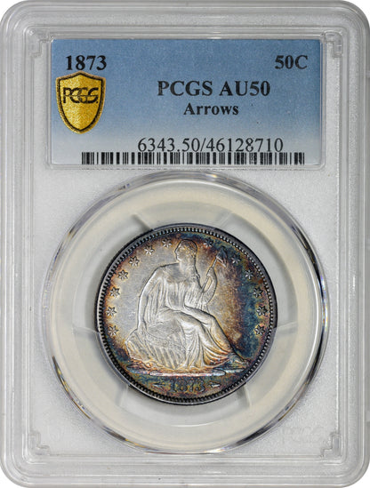 1873 50C ARROWS AU50 PCGS HOLDER