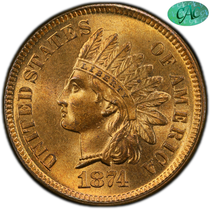 1874 1C Ms66 Rd Pcgs Cac