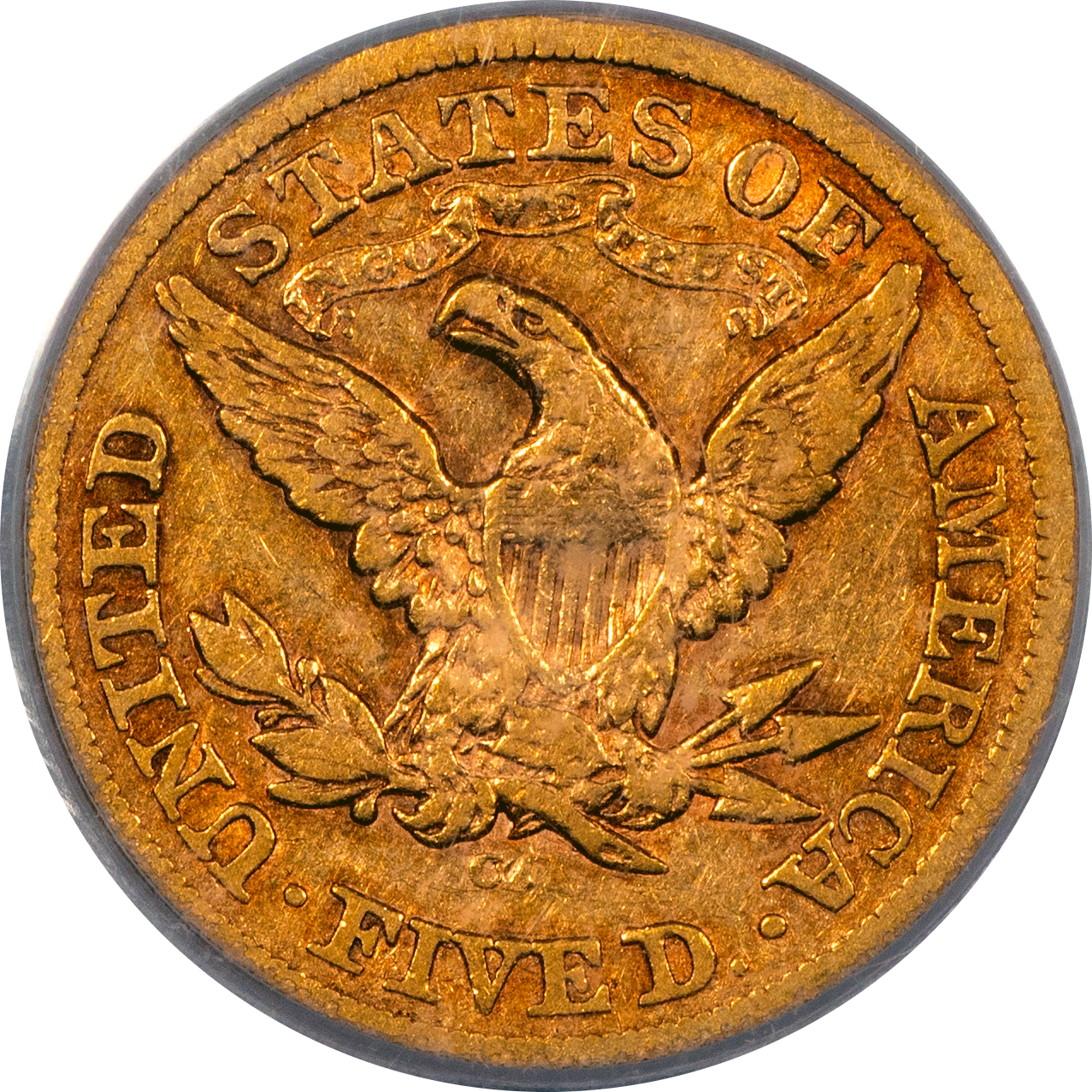 1874-CC Liberty Head Half Eagle $5 F12 PCGS CAC Reverse