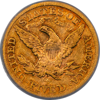1874-CC Liberty Head Half Eagle $5 F12 PCGS CAC Reverse