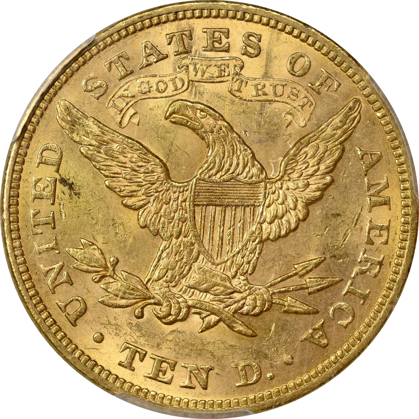 1874 $10 MS61 PCGS CAC REVERSE