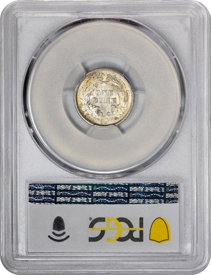 1875-CC 10C MM BELOW BOW MS66 PCGS CAC
