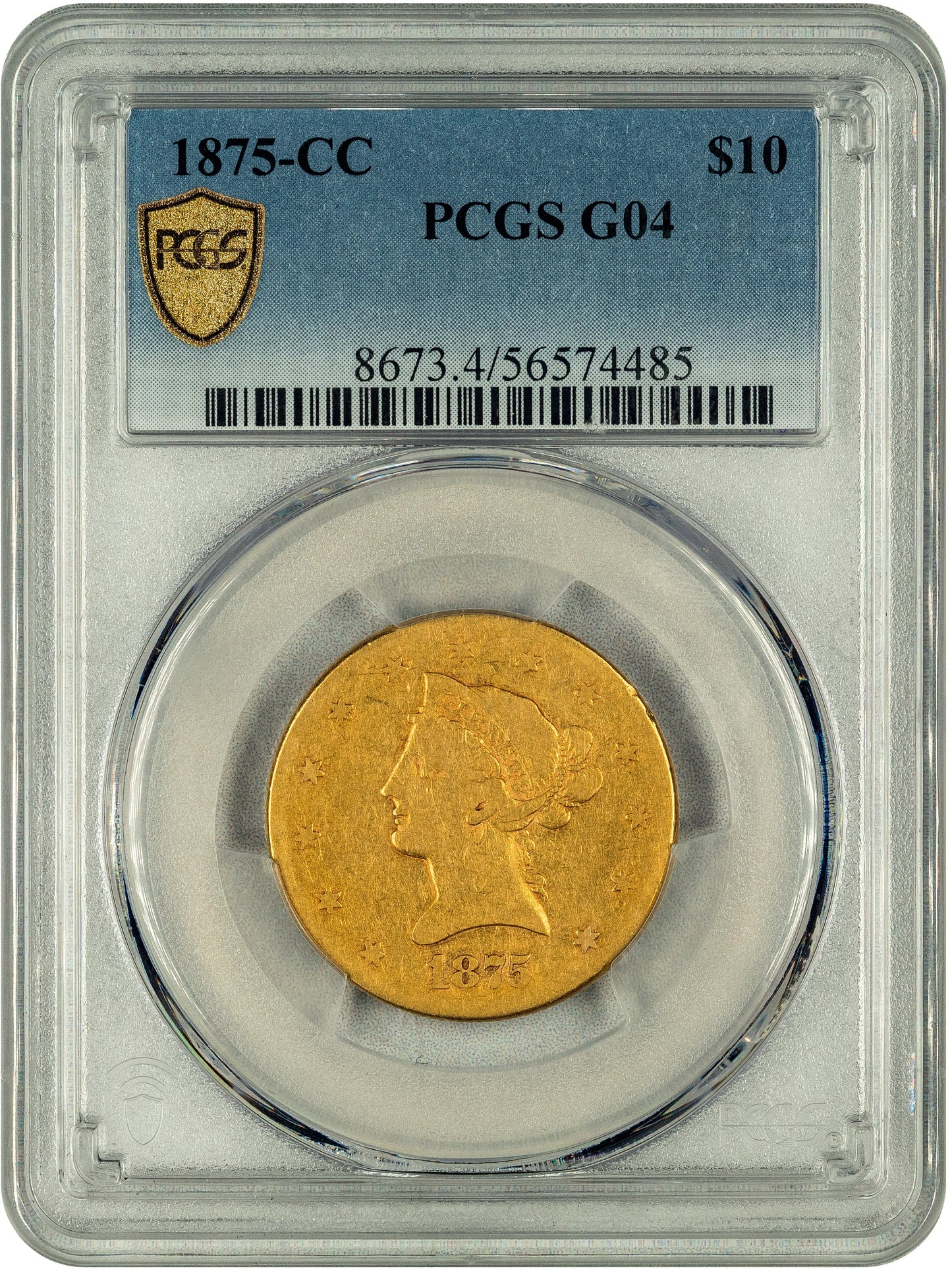 1875-CC $10 G04 PCGS HOLDER