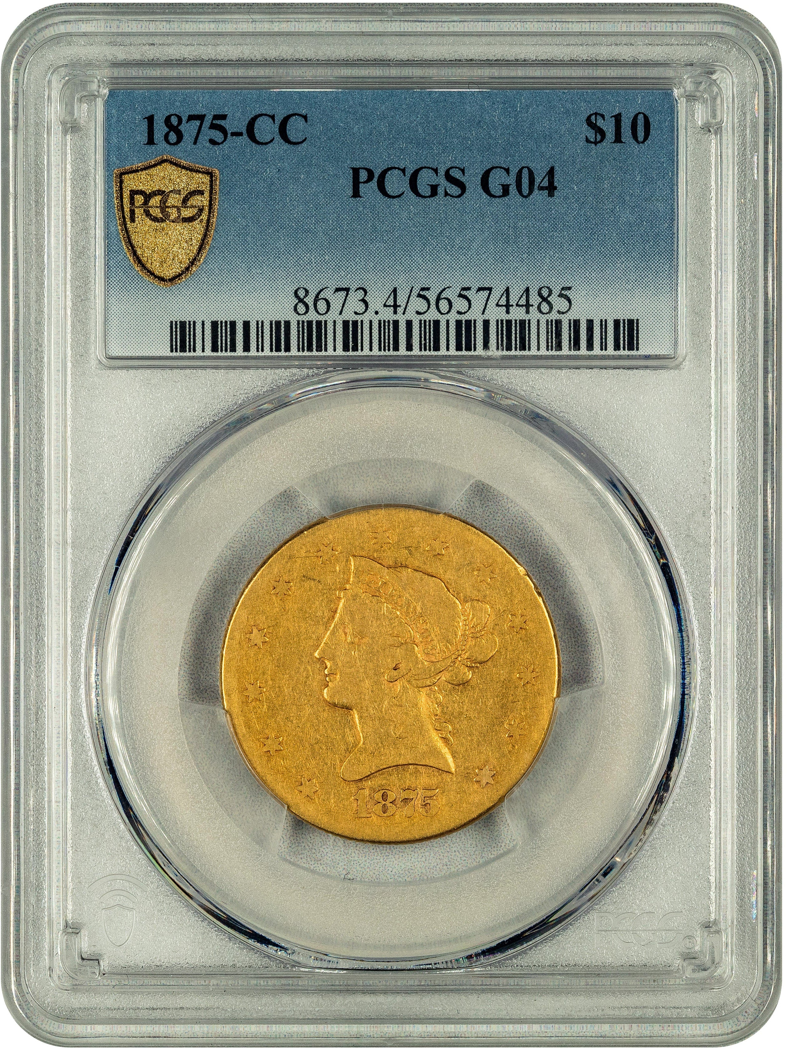 1875-CC $10 G04 PCGS HOLDER