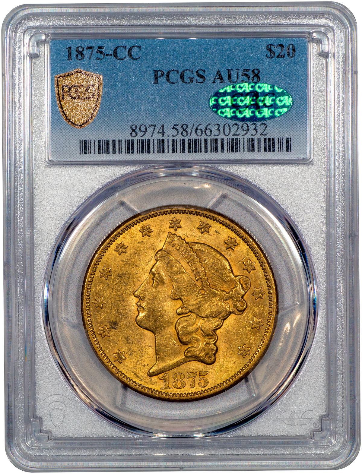 Buy 1875-CC Liberty Double Eagle AU58 PCGS CAC | Paradime Coins