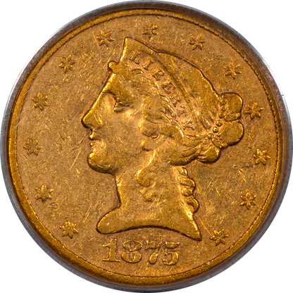 1875-CC Liberty Head Half Eagle $5 VF20 PCGS CAC