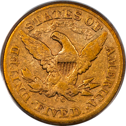 1875-CC Liberty Head Half Eagle $5 VF20 PCGS CAC Reverse