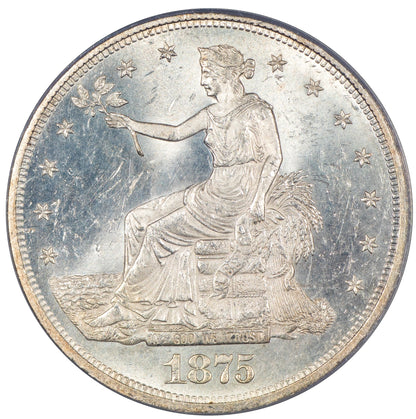 1875-CC T$1 CARSON CITY MINT TRADE DOLLAR MS63 PCGS CAC