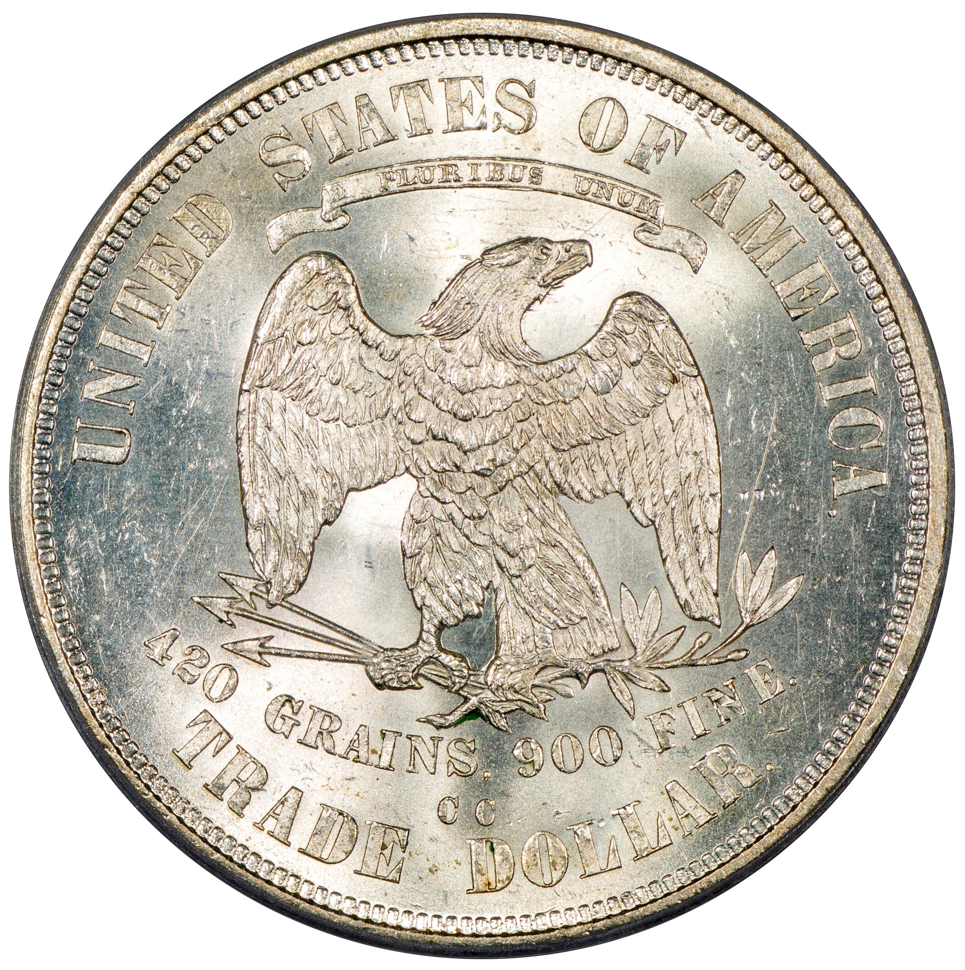 1875-CC T$1 CARSON CITY MINT TRADE DOLLAR MS63 PCGS CAC REVERSE
