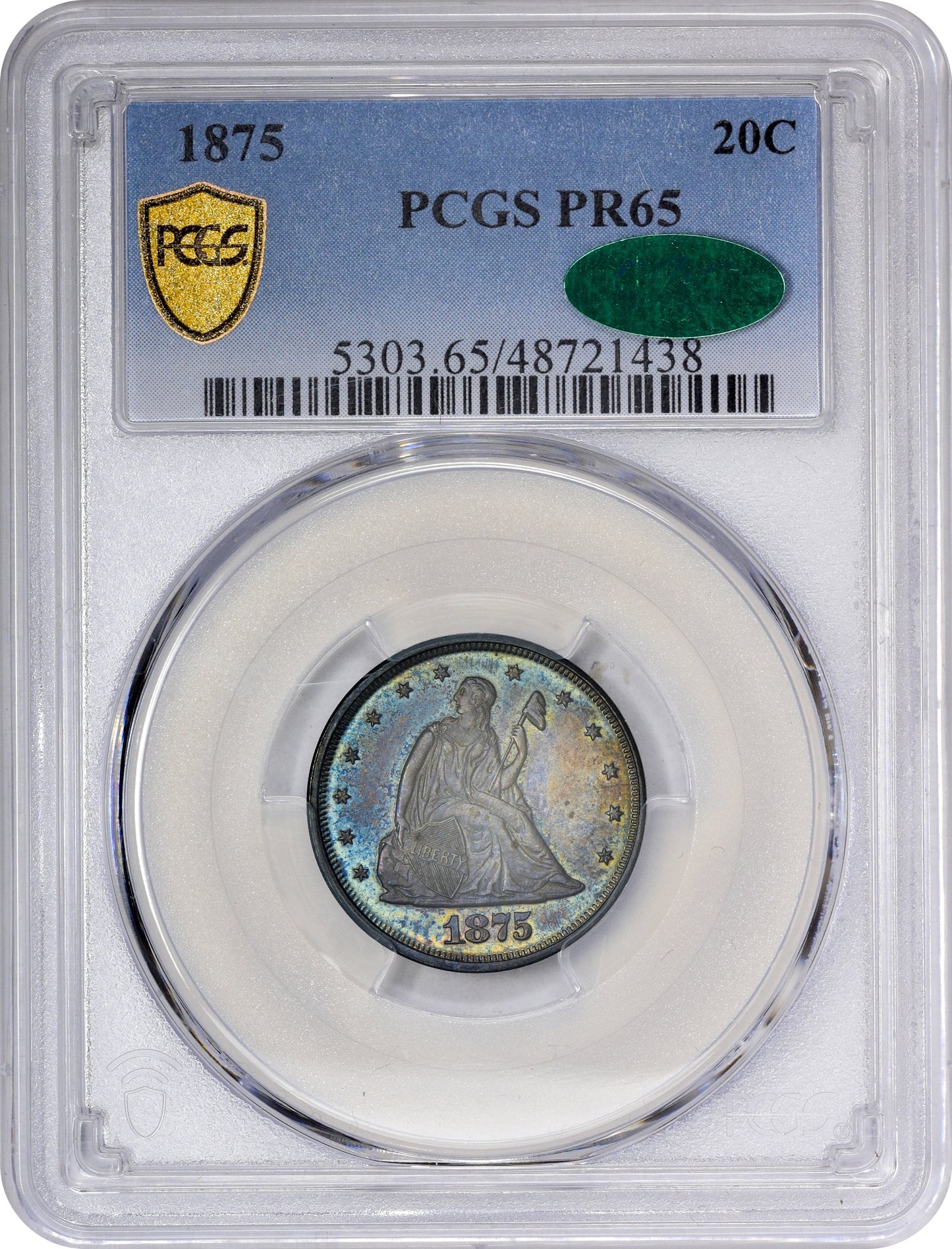 1875 20C PR65 PCGS CAC HOLDER WITH CAC STICKER