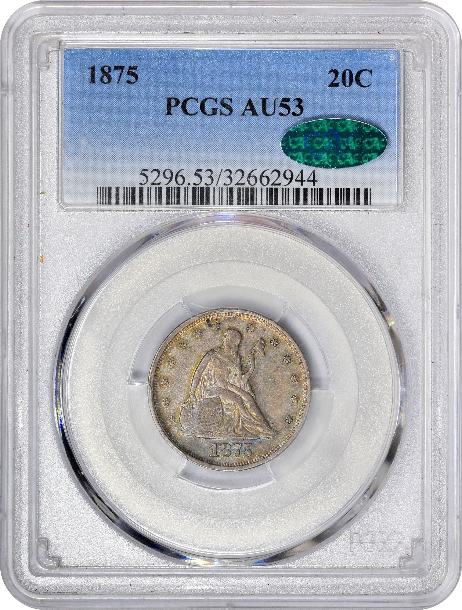 1875 20C Au53 Pcgs Cac