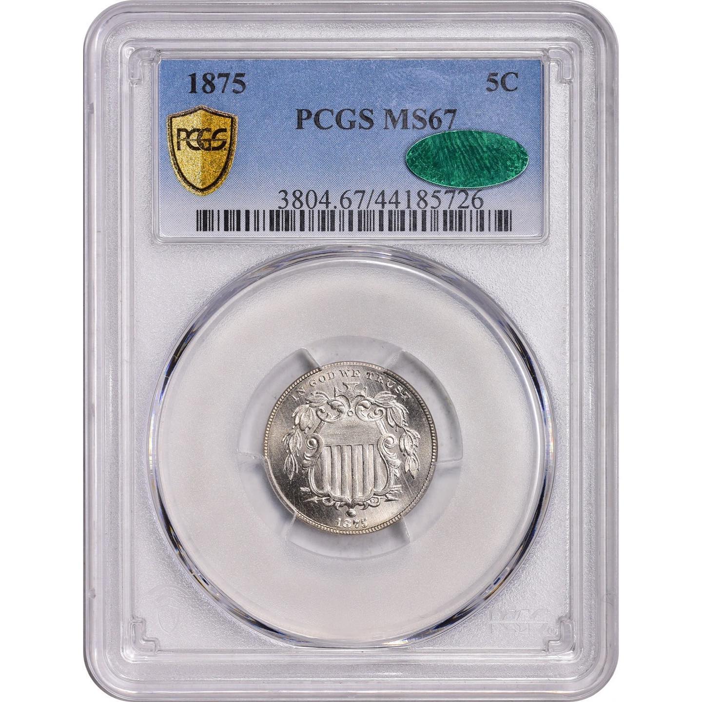 1875 5C MS67 PCGS CAC - Paradime Coins | PCGS NGC CACG CAC Rare US Numismatic Coins For Sale