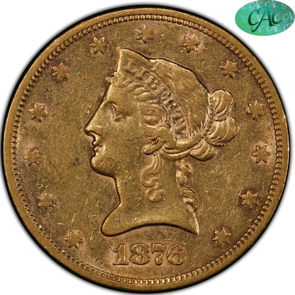 1876-S $10 San Francisco Liberty Head Eagle AU50 PCGS CAC $10