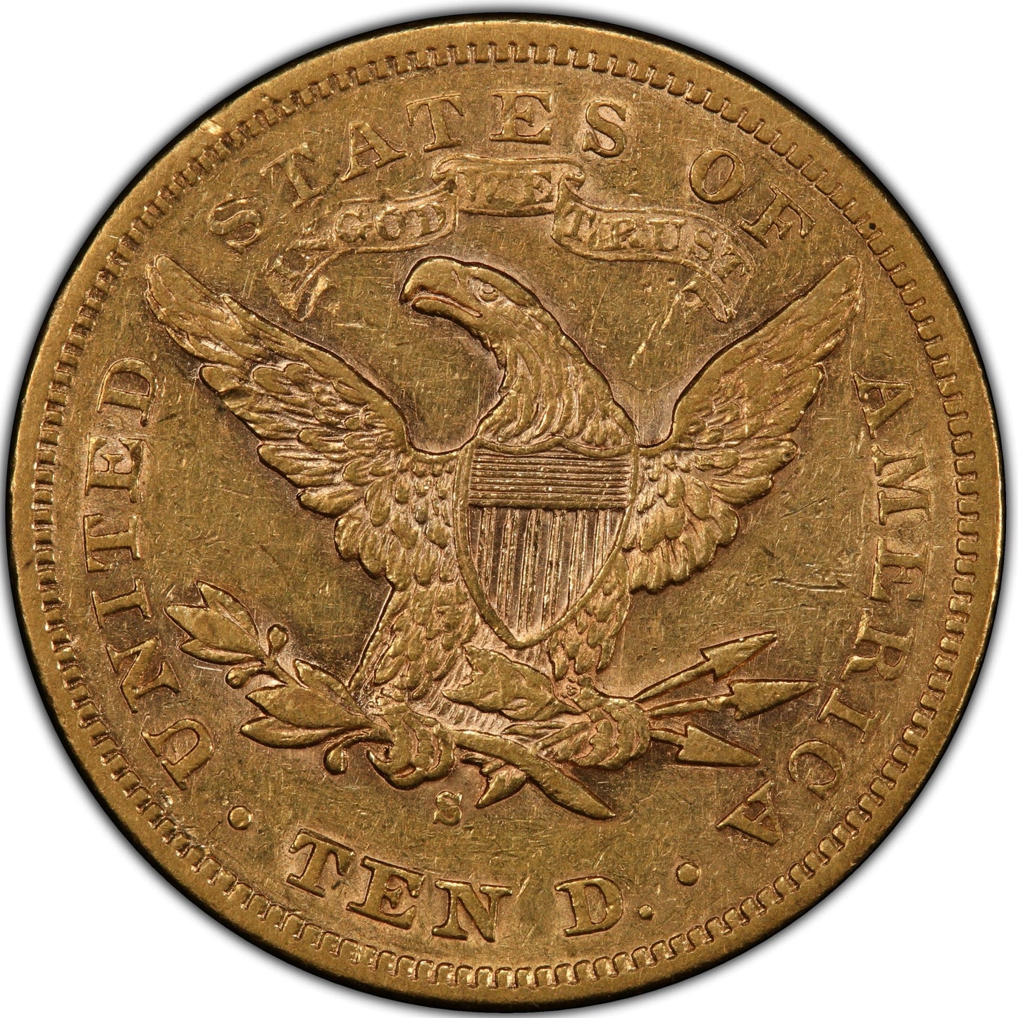 1876-S $10 San Francisco Liberty Head Eagle AU50 PCGS CAC