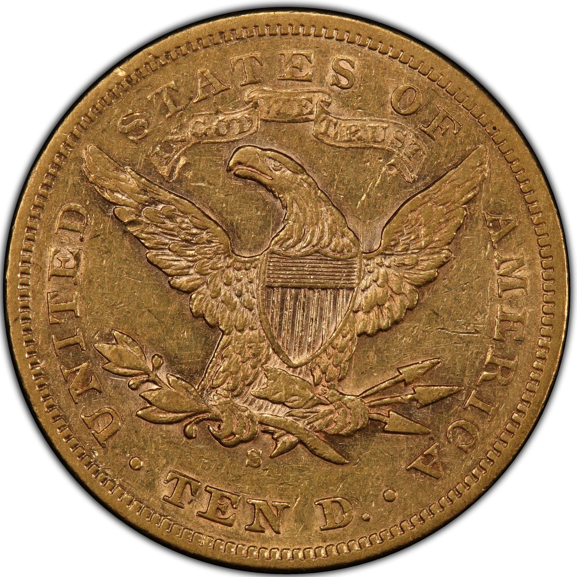 1876-S $10 San Francisco Liberty Head Eagle AU50 PCGS CAC