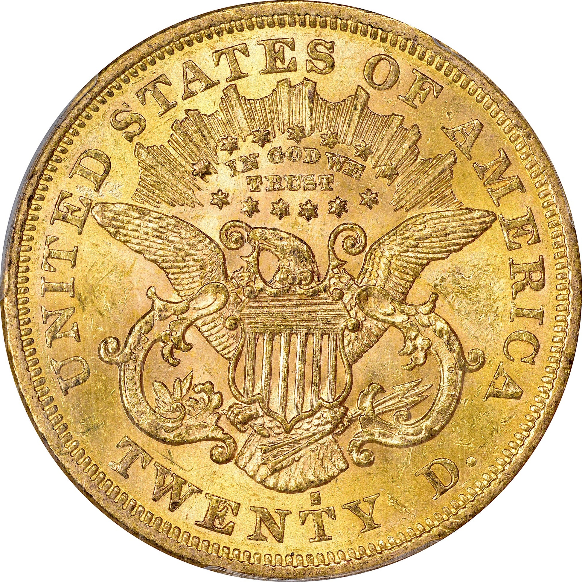 1876-S $20 MS60 PCGS