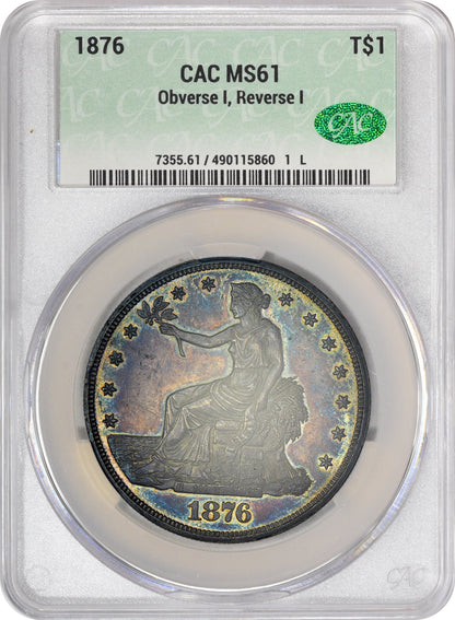 1876 T$1 MS61 CACG HOLDER 