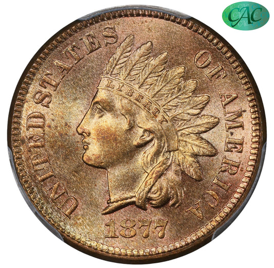 1877 1C MS65+ RD PCGS CAC EEPS 1C