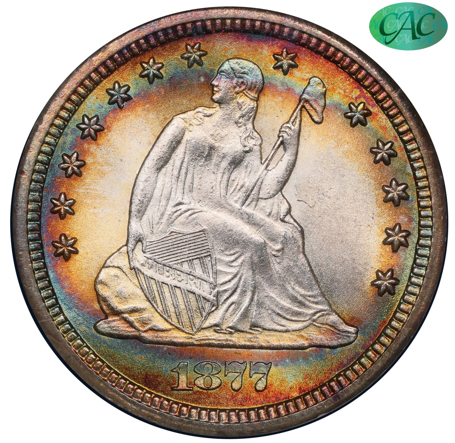 1877-CC 25C Carson City Liberty Seated Quarter MS67 CACG 