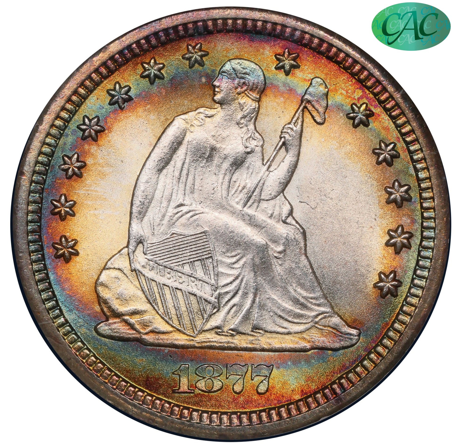 1877-CC 25C Carson City Liberty Seated Quarter MS67 CACG 