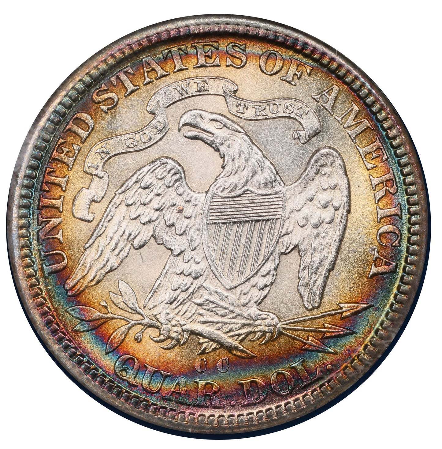 1877-CC 25C Carson City Liberty Seated Quarter MS67 CACG REVERSE
