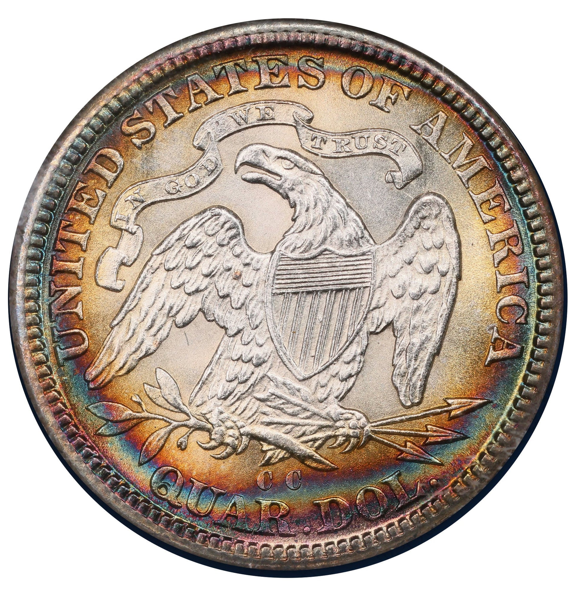 1877-CC 25C Carson City Liberty Seated Quarter MS67 CACG REVERSE