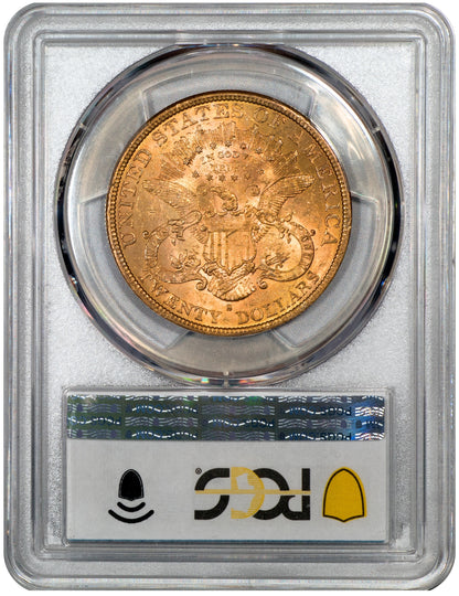 1877-S $20 LIBERTY HEAD DOUBLE EAGLE MS62+ PCGS CAC REVERSE HOLDER