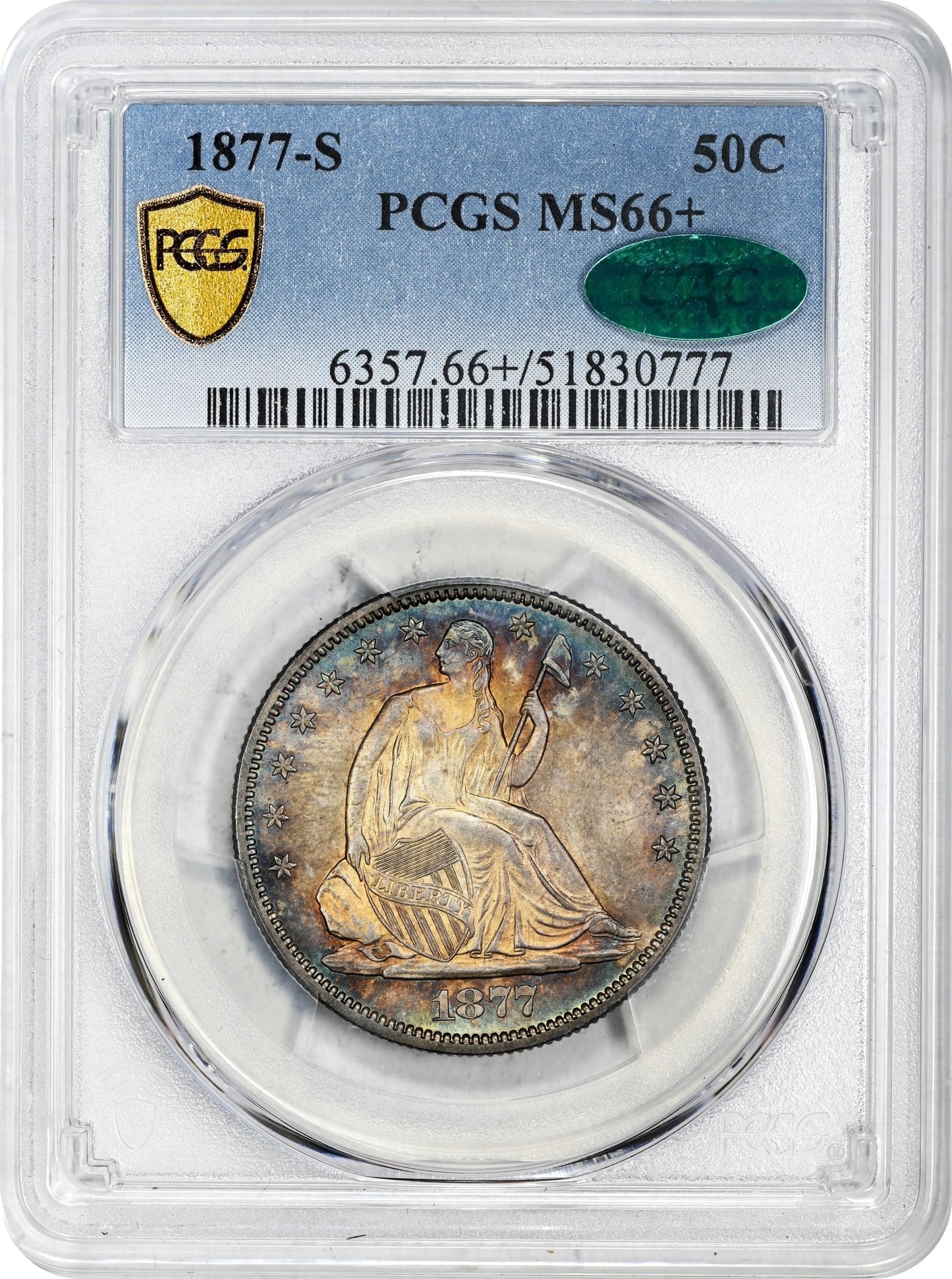 1877-S 50C MS66+ PCGS CAC HOLDER