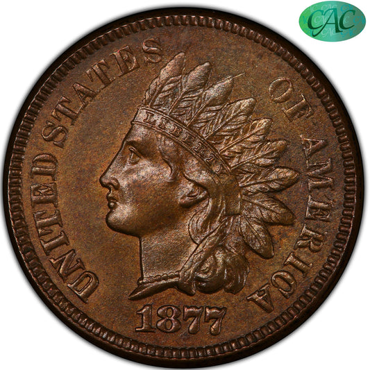 1877 1C MS62 BN PCGS CAC 1C