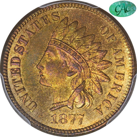 1877 1C MS65 RB PCGS CAC EEPS 1C