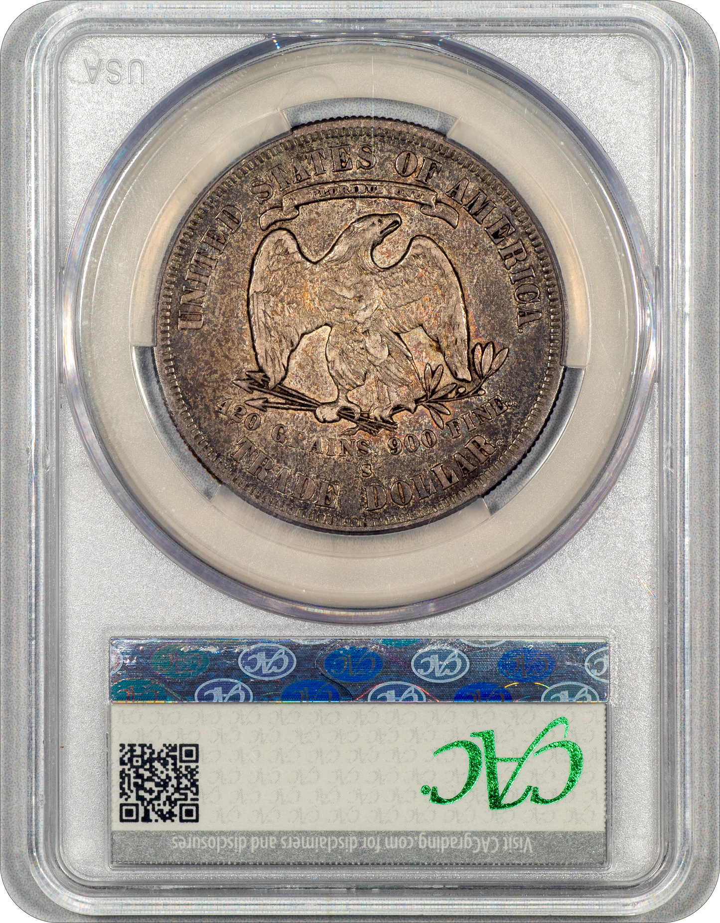 1878-S Tarde Dollar T$1 VF35 CACG reverse holder