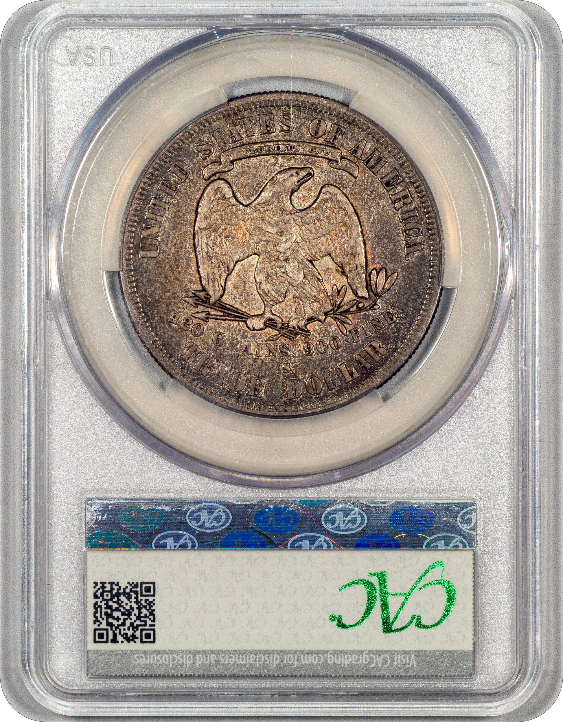 1878-S Tarde Dollar T$1 VF35 CACG reverse holder