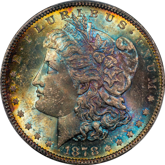 1878 Morgan Dollar $1 7TF REVERSE OF 79 MS65 PCGS