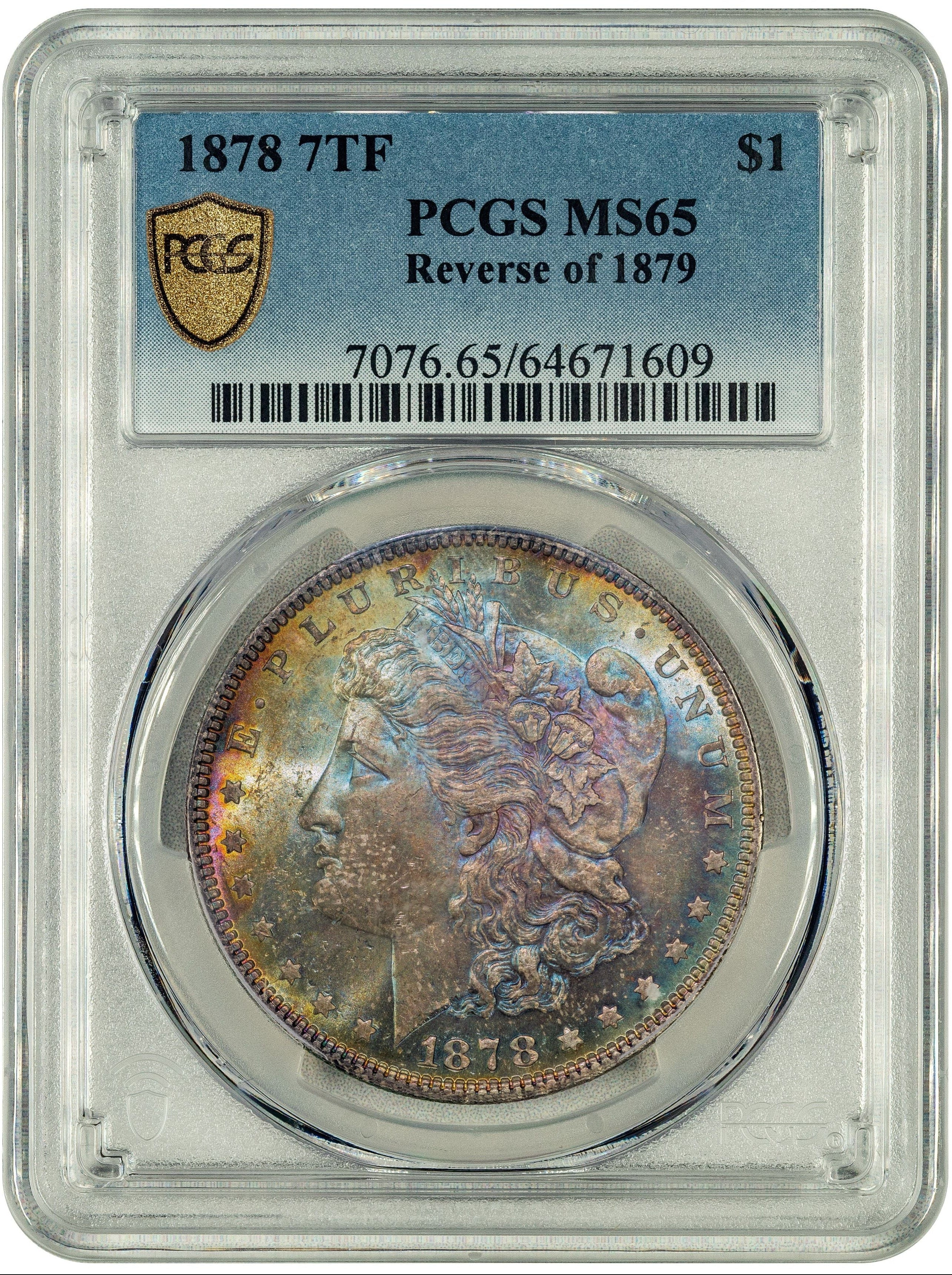 Buy 1878 Morgan Dollar 7TF Rev of 79 MS65 PCGS | Paradime Coins