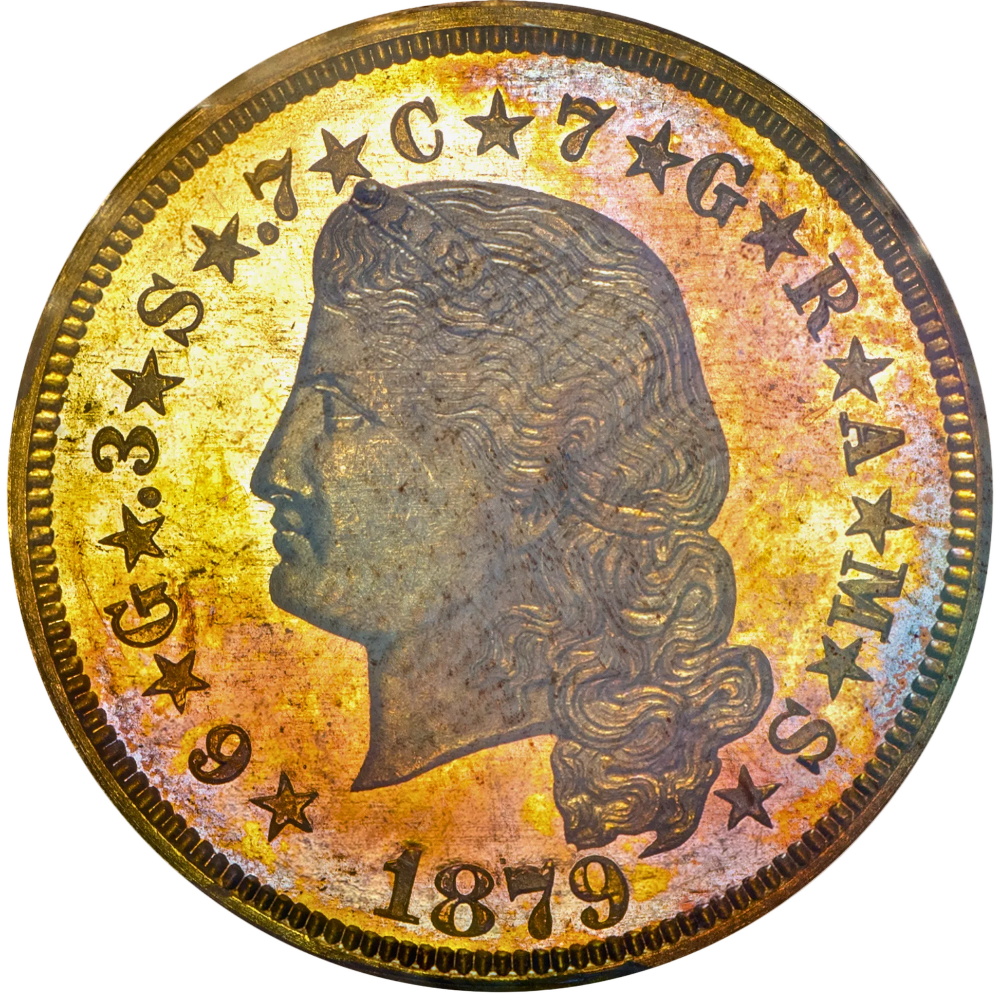 1879 $4 FLOWING HAIR STELLA PR64+ CAM PCGS CAC 