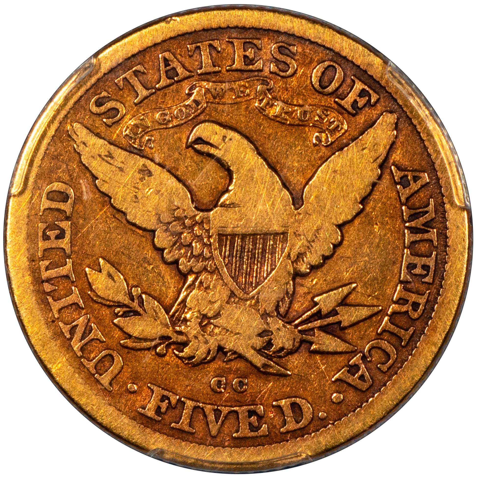 1879-CC Liberty Head Half Eagle $5 VG08 PCGS CAC Reverse