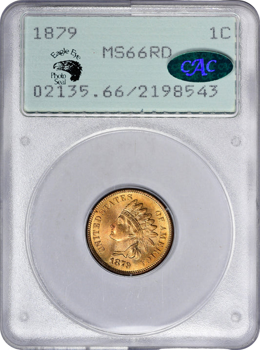 1879 1C MS66 RD OGH RATTLER PCGS CAC EEPS HOLDER WITH CAC STICKER