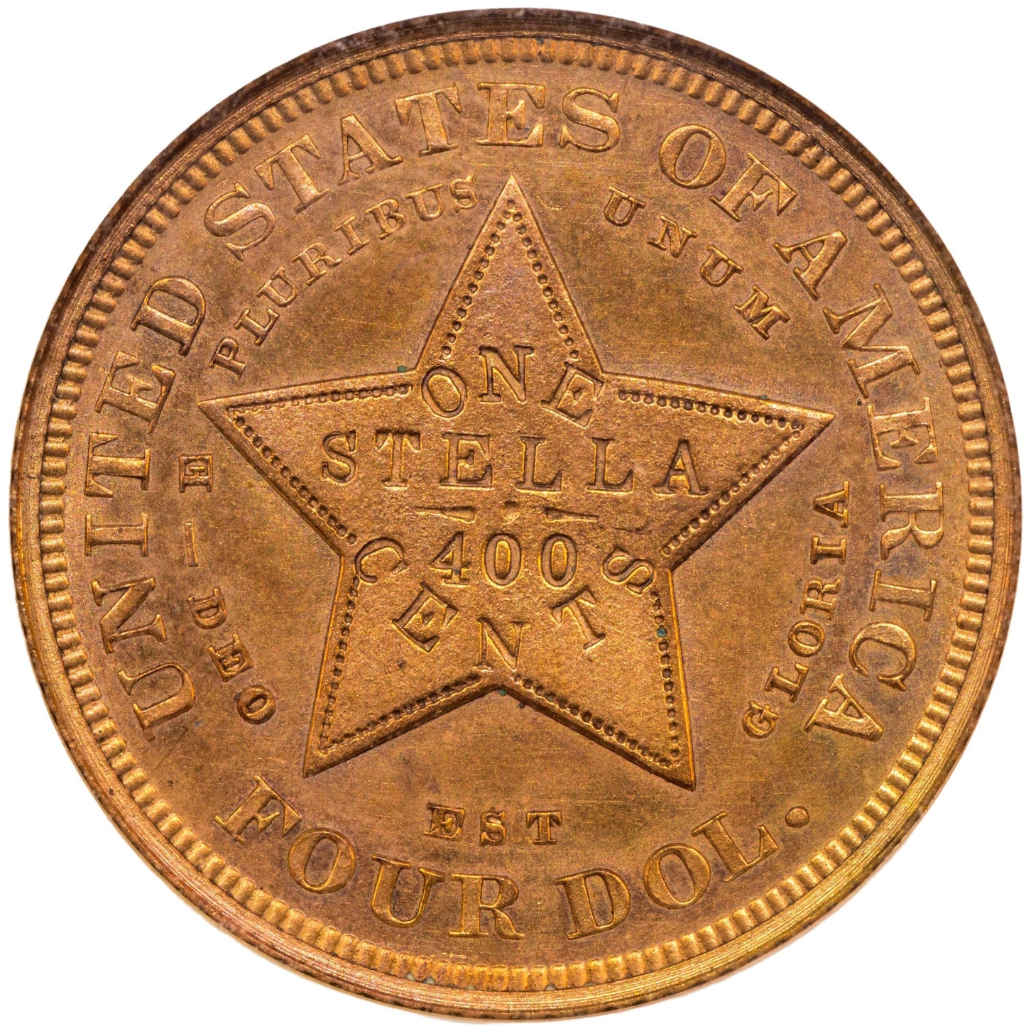 1879 $4 COILED HAIR GILT J-1639 PR63 NGC CAC $4