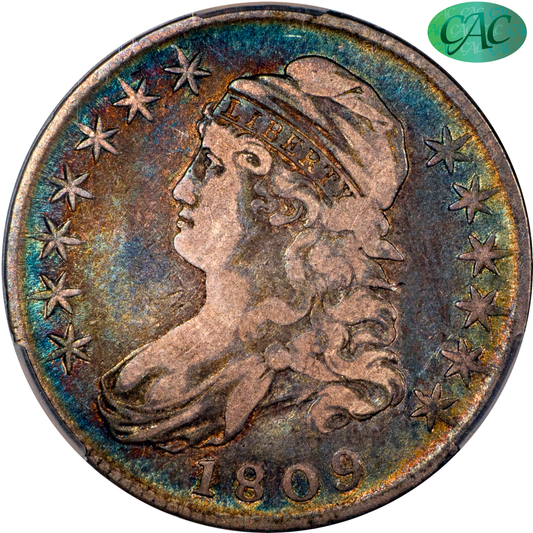 1809 50C CAPPED BUST III EDGE VF30 CACG