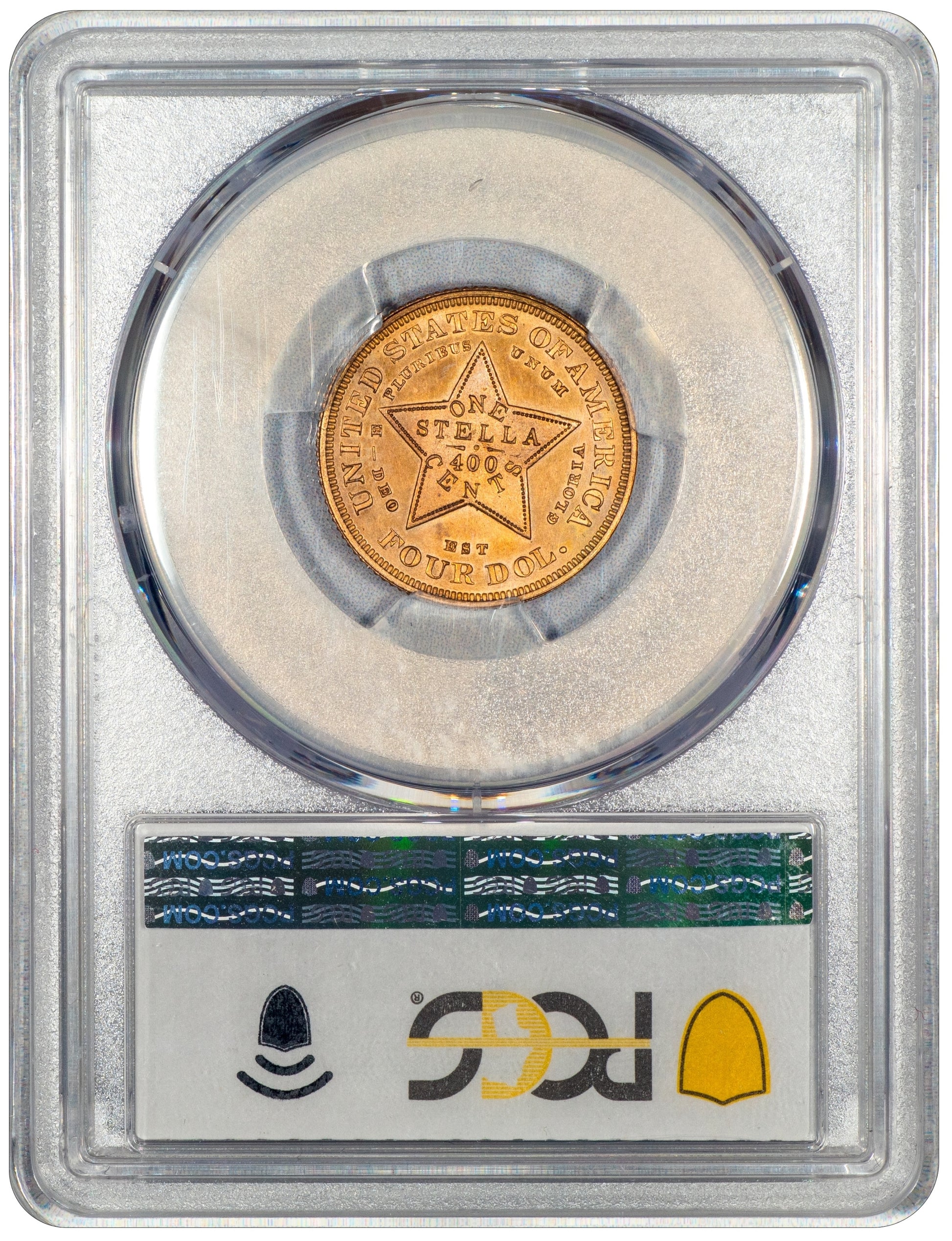 1879 $4 COILED HAIR STELLA GILT PR63 PCGS CAC
